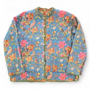 Reversible Floral Quilted Jacket Boho Cottagecore Granny Coast Jacket M/L